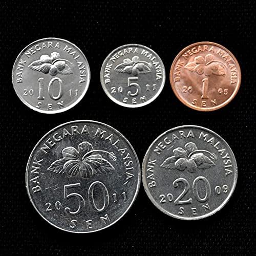 Набор от малайзийски монети от 5 групи от Азия