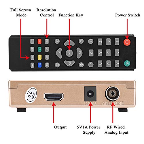 стандартен Конвертор plplaaoo RF към HDMI Адаптер Аналогов TV приемник на 100-240 В с дистанционно управление, Адаптер HDMI-конвертор за