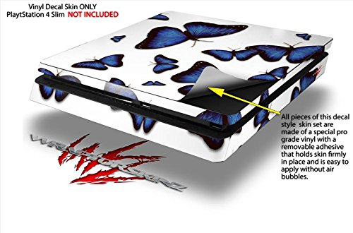 Vinyl стикер се разкъсва кожата е съвместима с тънка конзола Sony PlayStation 4 Butterflies Blue (PS4 в комплекта не са включени)