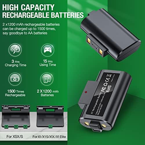 Зарядно устройство контролер за блок батерии контролер Xbox One, зарядно устройство ще захранване на докинг станция с батерия с капацитет 2x1200 ма контролера на Xbox X series|