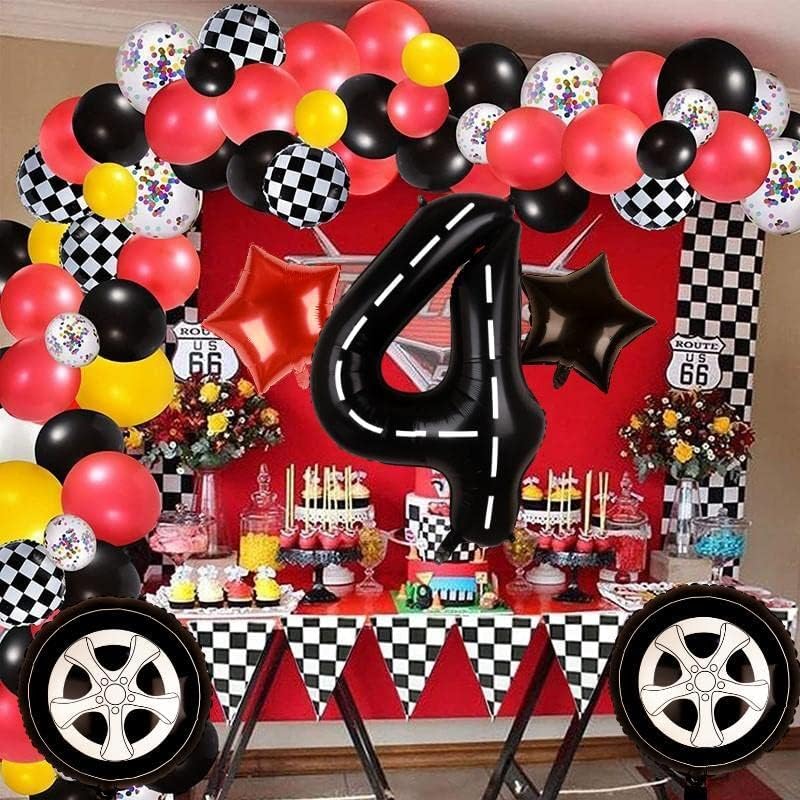 Балони за състезателни автомобили, Балони и за колелата, Балони за 4-ти Рожден ден, Декорация за момчета, Фолио, Майлар, Тематични Състезателни