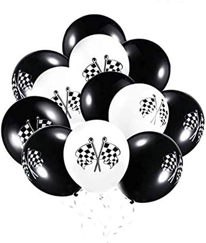 Finduat, 30 бр., латексови балони за състезателни автомобили, тема хартата на състезателни автомобили в клетката, черно-бял балон, парти по случай рождения ден