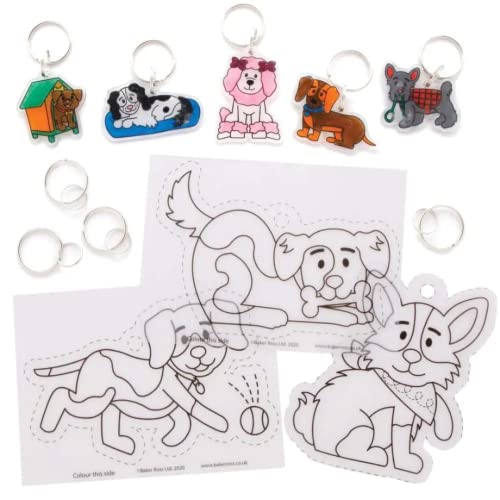 Ключодържатели за кучета Baker Ross FE392 Super Shrink - Опаковка от 8 броя, Ключодържатели за работи, които могат да рисуват, да правят и да покажат, Направете сами за деца