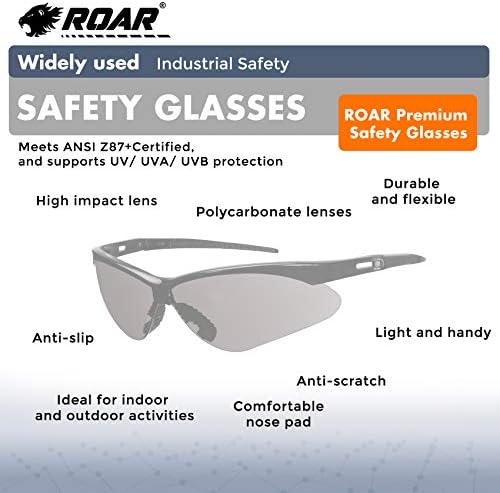 Защитни Очила ROAR Smoke Премиум-клас, 6 чифта в кутия, защитни очила, Защитни Очила за Еърсофт оръжия, Здрав Удароустойчив лещи
