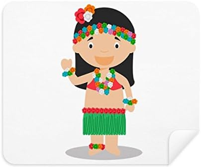Красива Момиче е на Хаваите Карикатура Плат За Почистване на Екрана за Пречистване на 2 елемента Замшевой Тъкан