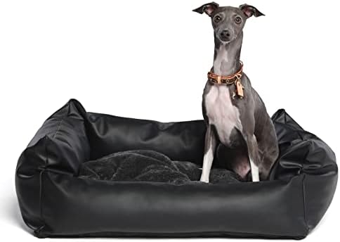 RYpetmia Легло за кучета, водоустойчив диван за кучета със защита от миризмата, за малки и средни кучета, котки, правоъгълна легло за домашни любимци от изкуствена кожа.