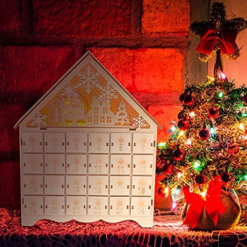 KESYOO Коледен Дървена Led Календар Декорация За Дома в Календара под Формата на Снежинки, Цвят Каки Коледна Украса