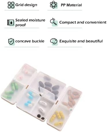 Сгъваема магнитна кутия за лекарства Преносима кутия за планиране на лекарства (комплект от 3 теми) подходящ за 7-дневно пътуване, прием на медикаменти и за съхранен
