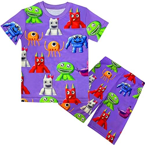 MOTHAF Garten of Banban Комплект Блузи за Момчета и Момичета, Тениска с образа на Чудовището на Ужасите, Jumbo Jush, Панталони, 2 бр., Къс Ръкав, Cartoony Подарък