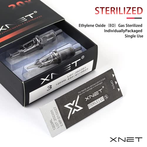 Xnet X-RAY 10 Bugpin 7RL Касети с мастило за Татуировки 50 бр. за Еднократна употреба 0.3 mm 7 Кръг Орел-Плочки за Професионални Художници-Татуировщиков,