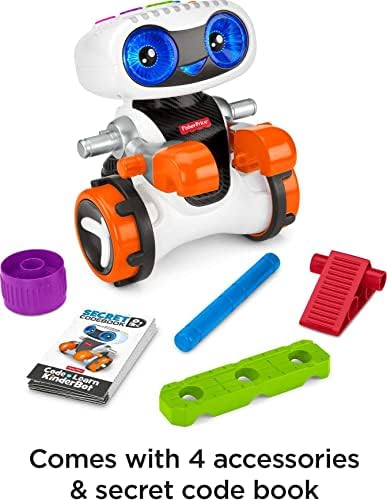 Образователна играчка Fisher-Price, за предучилищна възраст Code 'N Learn Kinderbot, Електронен Робот с Подсветка и игри за деца на възраст