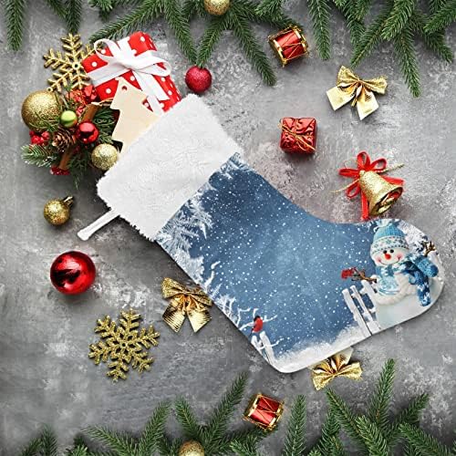 Коледни Чорапи ALAZA Коледен Фон Снеговиком Класически Персонални Декорации за по-Големите Отглеждане за Семейна Празничния сезон, Декор за парти, 1 опаковка, 17,7