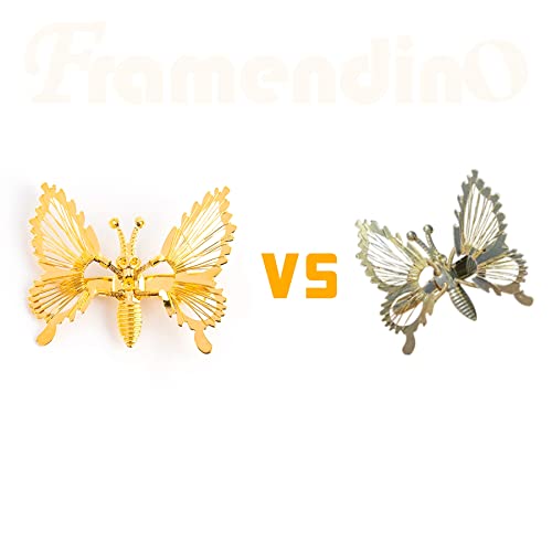 Framendino, 12 Опаковки Златни 3D Движещи се Заколок за Коса с Пеперуди, Кухи Метални Калници, Шнола-Пеперуда за Жени и Момичета