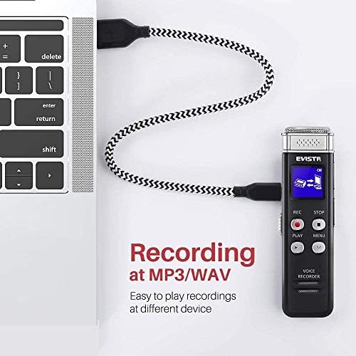 Цифров Диктофон EVISTR 32GB Диктофон с гласово и възпроизвеждане - Подобрена Лента за Лекции, Срещи, Интервюта, Аудиомагнитофон с USB зареждане, MP3