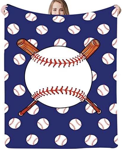 Меко Фланелевое Бейсбольное одеяло за деца и възрастни, Подаръци, Уютно Флисовое Одеяло от Микрофибър за мека мебел, Спално Бельо за хола 40 х 50 (Baseball02, 100 см x 130 см)