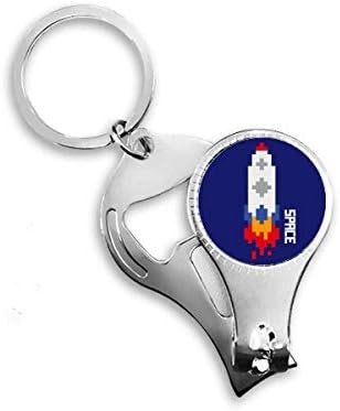 Космически Кораб Ракета Огън Вселената Пикселова Ножица За Нокти Халка Ключодържател Отварачка За Бутилки Машина За Рязане