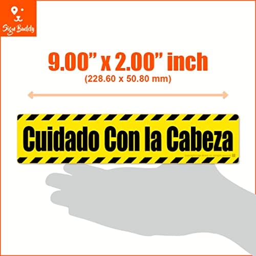 (Опаковка от 2 броя) Непромокаеми винил Cuidado Con la Cabeza Pegatinas (Пазете главата - испански) Предупредителен знак
