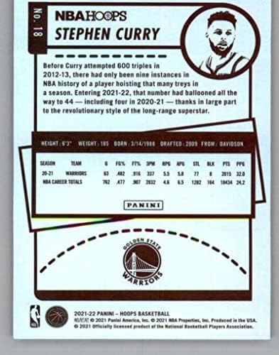 Баскетболно карта НБА Панини Хупс Блу 2021-22 18 Стивън Къри Голдън Стейт Уориърс