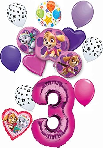 Кученца с крака в патруле, празнични аксесоари, украси за букет от балони 3-ти рожден ден, розов номер 3