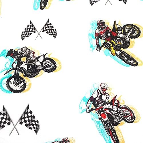 Фигура състезателен мотоциклет памучна ватирана тъкан (бяло, жълто, черно)