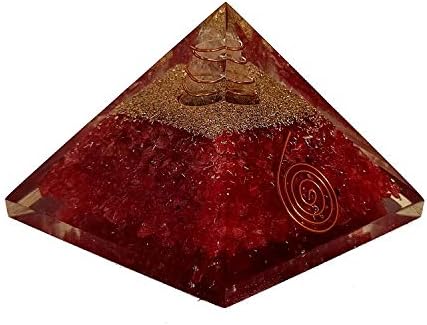 Шарвгун Червен Гранат Генератор на Енергия Изцеление на Кристална Пирамида от Оргона Защита От Електромагнитни Смущения и Йога Медитация 2,5-3 Инча