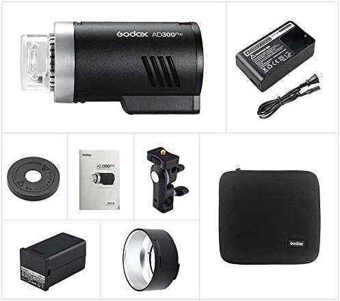 Godox AD300Pro Външна Стробоскопическая светкавица, Безжична 2,4 G 300Ws TTL 1/8000 s 320-Кратна на светкавицата на пълна мощност, Акумулаторна Батерия, Съвместима с Canon, Nikon, Sony, FUJIFILM