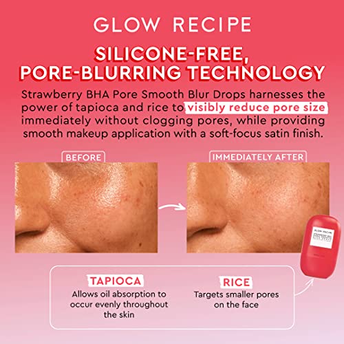 Glow Recipe Ягода БХА Pore-Капки за изглаждане още - Без силикон и масло - BHA-Грунд за грим на лицето, Сужающий порите - Антиоксидант