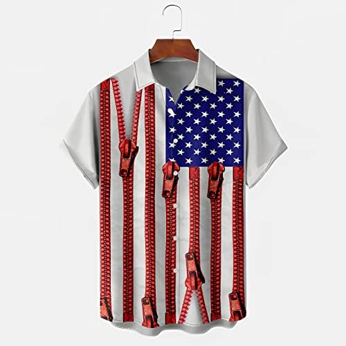 Однотонная Риза За Мъже Пролет / Лято За Честването На Деня На Независимостта На Ежедневни Реколта Потертая Частична Облекло За Мъже