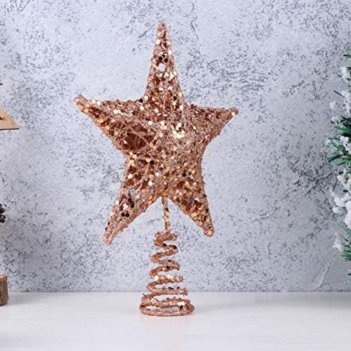 Amosfun 7,9 Блестящ Коледа Коледа в цилиндър Star Treetop за Украса на Коледната елха или Домашен Декор