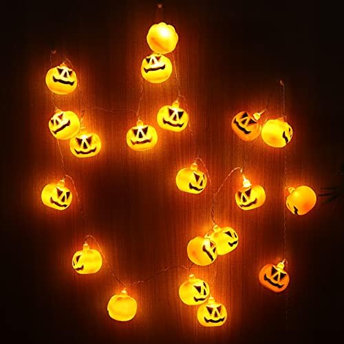 Emadgift Венец за украса за Хелоуин - 20 led светлини във формата на тиква - Празнични светлини за вътрешен и външен декор - с батерията и захранването от USB (10,8 метра)
