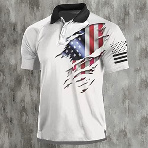 Мъжки Ризи Поло с Флага на САЩ, Патриотични Фланелки на 4 юли, Летен Ежедневни Тениски Свободно Намаляване С Къс ръкав, Реколта Върховете
