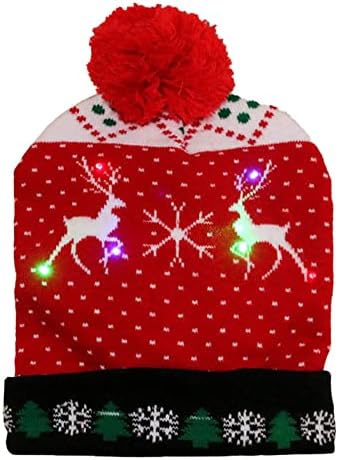 Коледна вязаная хет-пуловер с led осветление, коледна вязаная шапка зимна шапка унисекс, цветни пейка за претегляне с kettlebells и набор