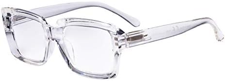Стилни Дамски слънчеви Очила за четене Eyekepper - Големи Квадратни Очила за четене, Черни /Черепаховые +3,00