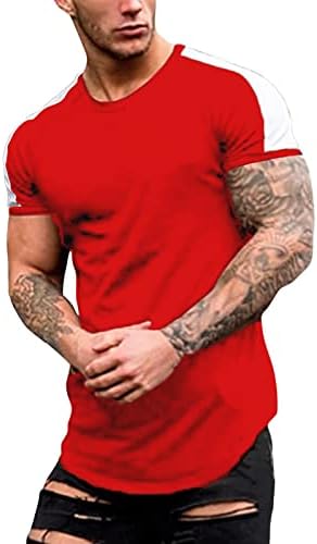 XXBR Мъжки тениски с къс ръкав, Летни тениски с цветен блок, лоскутные Тениски ивица на раменете, плътно Прилепнали спортни Тениски за
