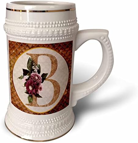 3. Начертайте Прекрасно изображение на Медно-Златисто Розова чаши с цветен монограм и инициали Б - 22 грама Stein Mug (stn_359952_1)