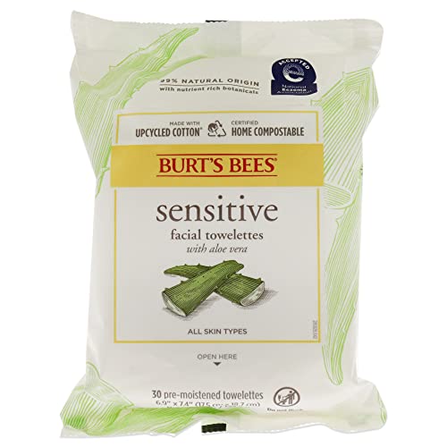 Почистване кърпички бърт Bees за чувствителна кожа с екстракт от памук, брой 30 бр. (опаковка може да варира)