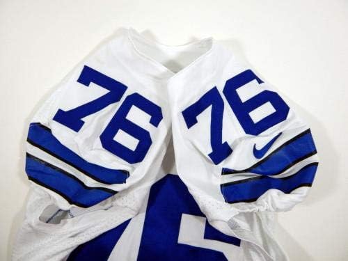 2015 Далас Каубойс Зак Мур 76, Издаден в Бяла фланелка - Използваните тениски без подпис за игри NFL