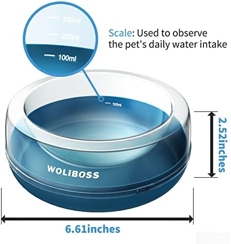 WOLiBOSS Градинска Купа за вода за Кучета и котки, Интерактивна Купа за миене, Синя Прозрачна Пътна Купа за котки с капак,