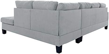 Casa Andrea Milano LLC Модерен Обръщане на Секционни диван-диван от 3 части с открит басейн с шезлонг и пуфиком, Светло Сиво