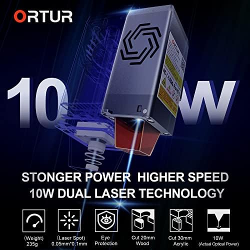 Лазерен Гравьор, Лазерен Нож ORTUR Laser Master 3 Изходна мощност 10 W, Точков Лазерен Нож с компресия 0,05 *0,1 мм и Платформа за лазерно