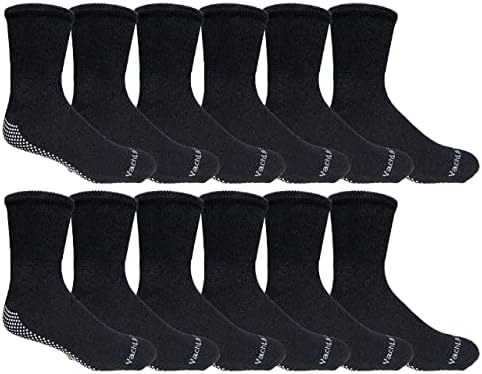 Yacht & Smith, 12 Чифта черни чорапи, свободно намаляване улови за диабетици, Нескользящие чехли, Болнични чорапи с превземането
