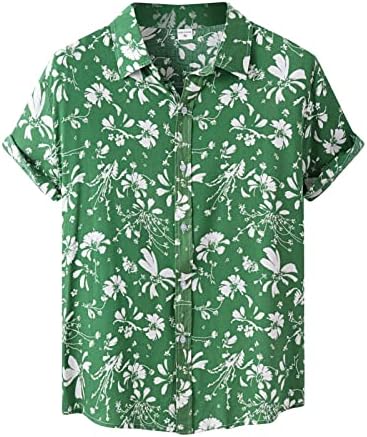 ADSSDQ Хавайски Ризи за Мъже, Мъжки Плажни Ризи, Хавайска Риза с Къс ръкав, Ризи с Копчета с Принтом и Джоб