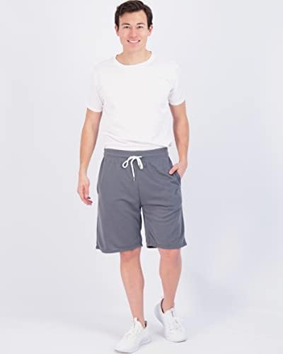 Real Essentials 3 опаковка: Мъжки Памучен 9-инчов френски Хавлиени Ежедневни спортни къси панталони за почивка с джобове (предлагат