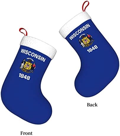 Сладък Военният Флаг На Уисконсин-Коледен Отглеждане На Коледна Украса Класически 18 Инча(А) А) Камина, Окачен Чорап