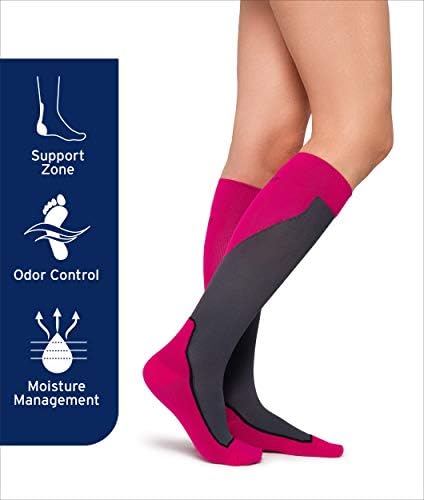 BSN Medical 7529001 РАБОТЕН чорап, Височина до коляното, 20-30 мм hg. супена, Със затворени пръсти, Среден, Бял / Сив