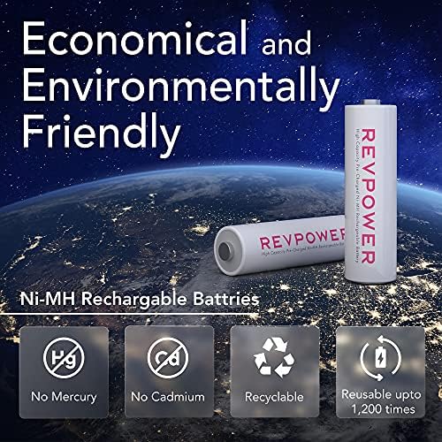 Захранване REV Ni-MH Акумулаторни батерии тип AA с висок капацитет, Предварително заредена в завода, 1.2, 2600 mah, 4 референтна рамка,