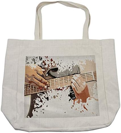 Пазарска чанта Ambesonne в стила на рок-енд-рол, С участието на мъже, Играющего на китара, Дългогодишна Множество чанта за плажни продукти
