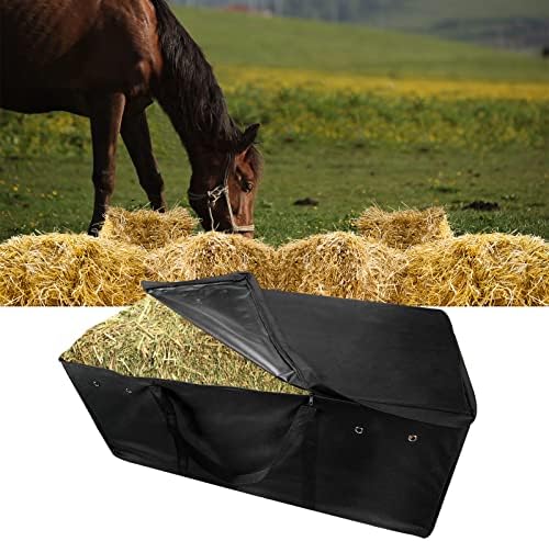 PetierWeit Чанта за бали сено 44-инчов Тежкотоварни найлонова чанта за съхранение на бали сено, запазва свежестта на сено