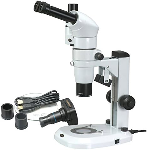 Цифров тринокулярный стереоскопични микроскопи AmScope PM240T-9M с общите основни обектив, окулярами WH10x, увеличение 8X-80X, обектив