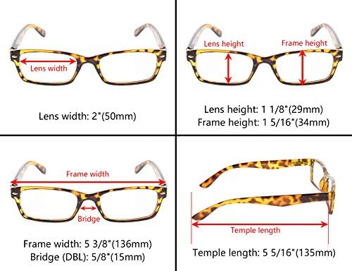 Пластмасови очила за четене Gr8Sight в 5 опаковки с кутия пролетта панти включват четци Sunshine